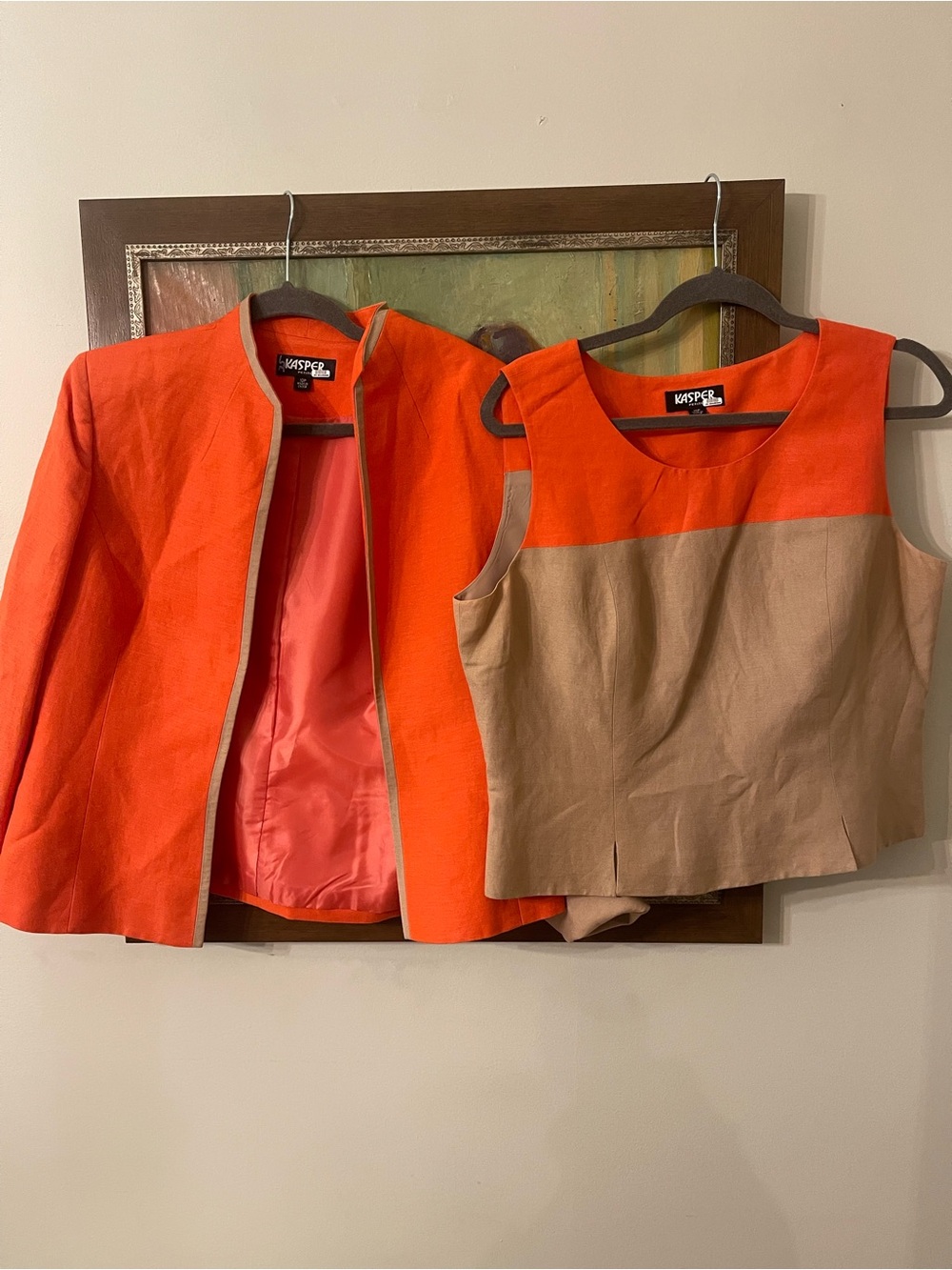 Kasper Orange and Tan Two-Piece Jacket & Sleeveless Top